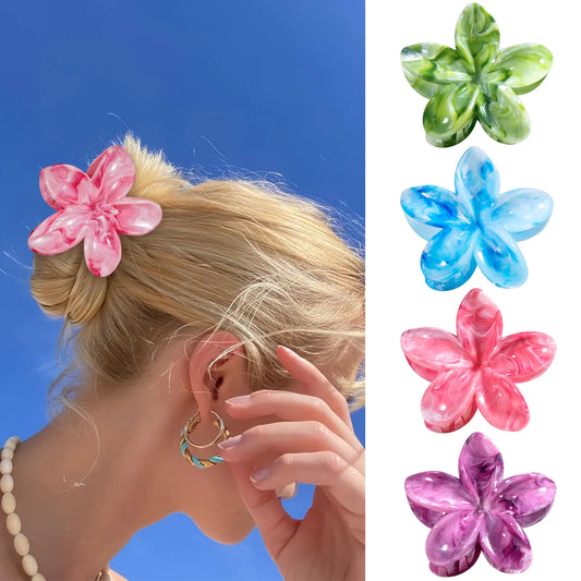 4PCS Flower Claw Clips Hawaiian Plumeria Flower Hair Clips